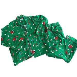 Peanuts Snoopy Pajama Set Mens XXL Button Shirt Pull On Pants Christmas Holiday